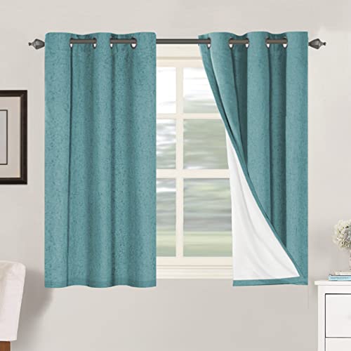 PrimeBeau 100% Blackout Linen Textured Curtains 42 series, Set of 2 Panels