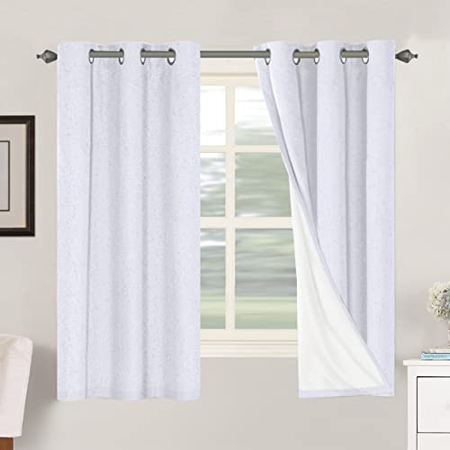 PrimeBeau 100% Blackout Linen Textured Curtains 42 series, Set of 2 Panels