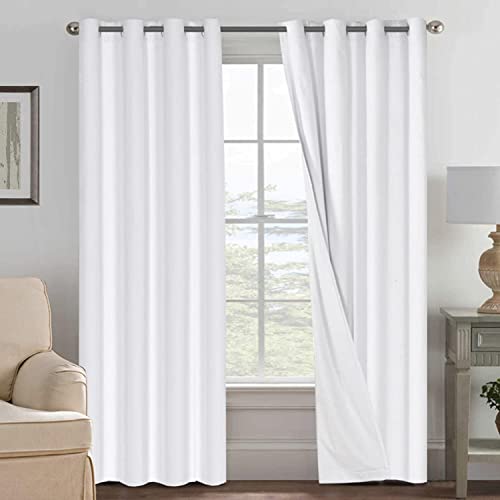 PrimeBeau 100% Blackout Linen Look Curtains, set of 2 Panels, 52 Series Long