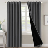 PrimeBeau 100% Blackout Curtains with Black Liner Back Tab/Rod Pocket,2 Panels (42 Series)