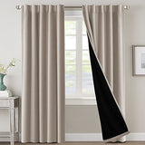 PrimeBeau 100% Blackout Curtains with Black Liner Back Tab/Rod Pocket,2 Panels (42 Series)