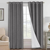 PrimeBeau 100% Blackout Linen Look Curtains, set of 2 Panels, 52 Series Long