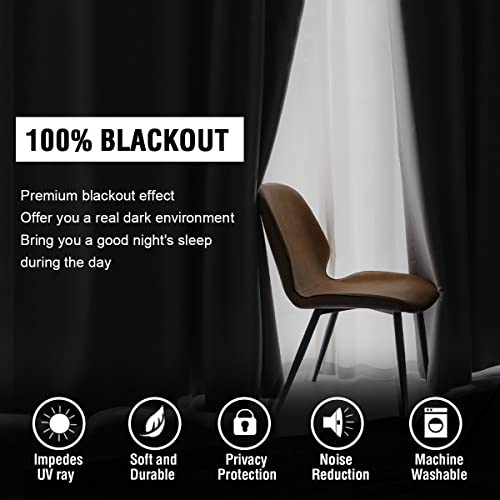 PrimeBeau 100% Blackout Curtains with Black Liner Back Tab/Rod Pocket,2 Panels (42 Series)