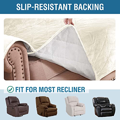 PrimeBeau Thick Velvet Quilted Recliner Covers for Recliner Chair - Luxurious Protection