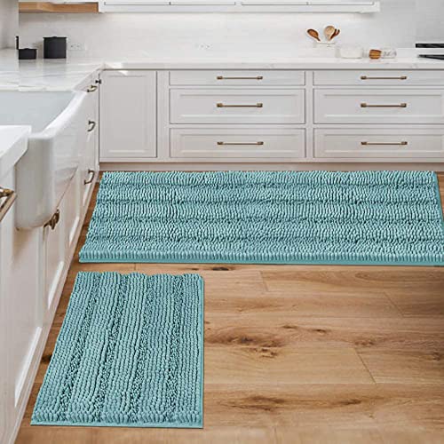 PrimeBeau Strip Chenille Bathroom Rugs Set