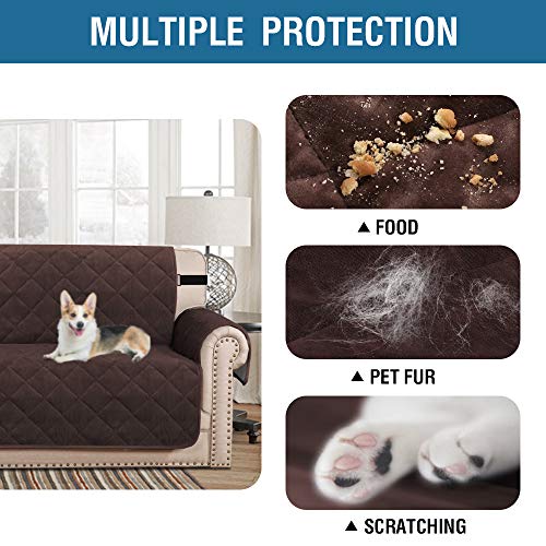 PrimeBeau Thick Velvet Sofa Cover Soft Couch Cover for 3 Cushion Sofa Slipcover Washable Furniture Protector for Dogs, Non-Slip Elastic, (1 Piece)