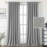 PrimeBeau 100% Blackout Faux Linen Look Curtains, Set of 2 Panels