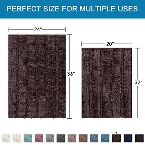 PrimeBeau Strip Chenille Bathroom Rugs Set