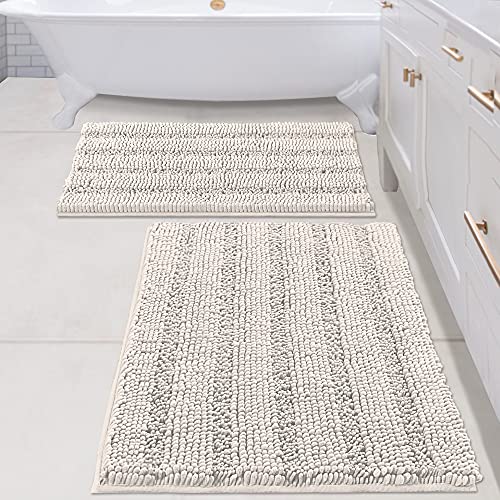 PrimeBeau Strip Chenille Bathroom Rugs Set