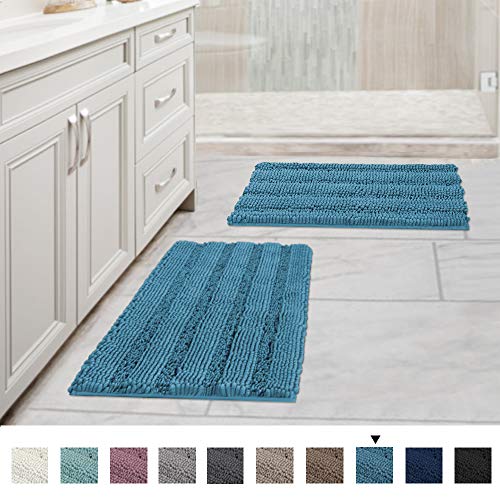 PrimeBeau Strip Chenille Bathroom Rugs Set