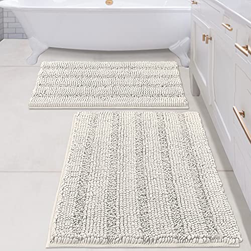 PrimeBeau Strip Chenille Bathroom Rugs Set