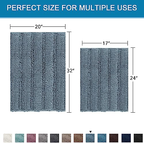 PrimeBeau Strip Chenille Bathroom Rugs Set