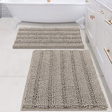 PrimeBeau Strip Chenille Bathroom Rugs Set