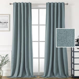 PrimeBeau 100% Blackout Faux Linen Look Curtains, Set of 2 Panels