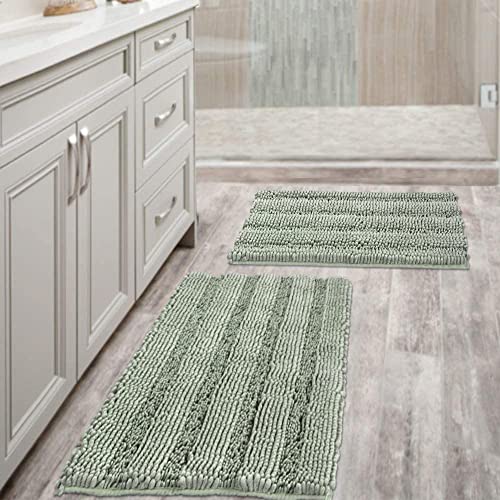 PrimeBeau Strip Chenille Bathroom Rugs Set