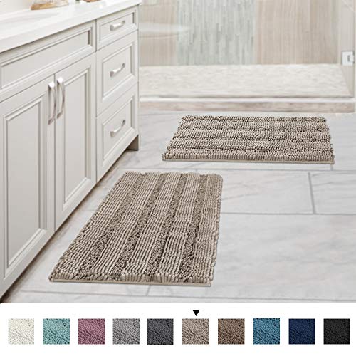 PrimeBeau Strip Chenille Bathroom Rugs Set