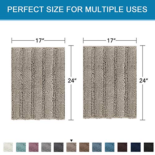 PrimeBeau Strip Chenille Bathroom Rugs Set