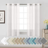 PrimeBeau Faux Linen Sheer Curtains Grommet Drapes 37 Series, Set of 2 Panels