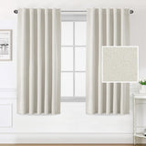 PrimeBeau 100% Blackout Faux Linen Look Curtains, Set of 2 Panels