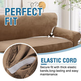 PrimeBeau Stretch Velvet Couch Cover 2 Pieces Set Include 1 Piece Sofa Cover Couch Cover and 1 Piece Loveseat Cover Slipcover Crafted from Thick Comfy Rich Velour (Sofa + Loveseat)