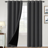 PrimeBeau 100% Blackout Grommet Curtain Draper Set of 2 Panels 52 Series