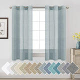 PrimeBeau Faux Linen Sheer Curtains Grommet Drapes 37 Series, Set of 2 Panels