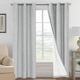 PrimeBeau 100% Blackout Linen Textured Curtains 42 series, Set of 2 Panels