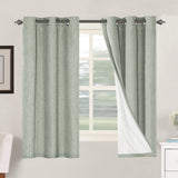 PrimeBeau 100% Blackout Linen Textured Curtains 42 series, Set of 2 Panels