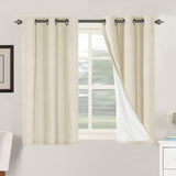 PrimeBeau 100% Blackout Linen Textured Curtains 42 series, Set of 2 Panels