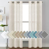 PrimeBeau Faux Linen Sheer Curtains Grommet Drapes 37 Series, Set of 2 Panels