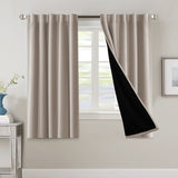 PrimeBeau 100% Blackout Curtains with Black Liner Back Tab/Rod Pocket,2 Panels (42 Series)