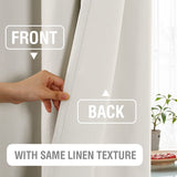 PrimeBeau 100% Blackout Faux Linen Look Curtains, Set of 2 Panels