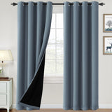 PrimeBeau 100% Blackout Grommet Curtain Draper Set of 2 Panels 52 Series