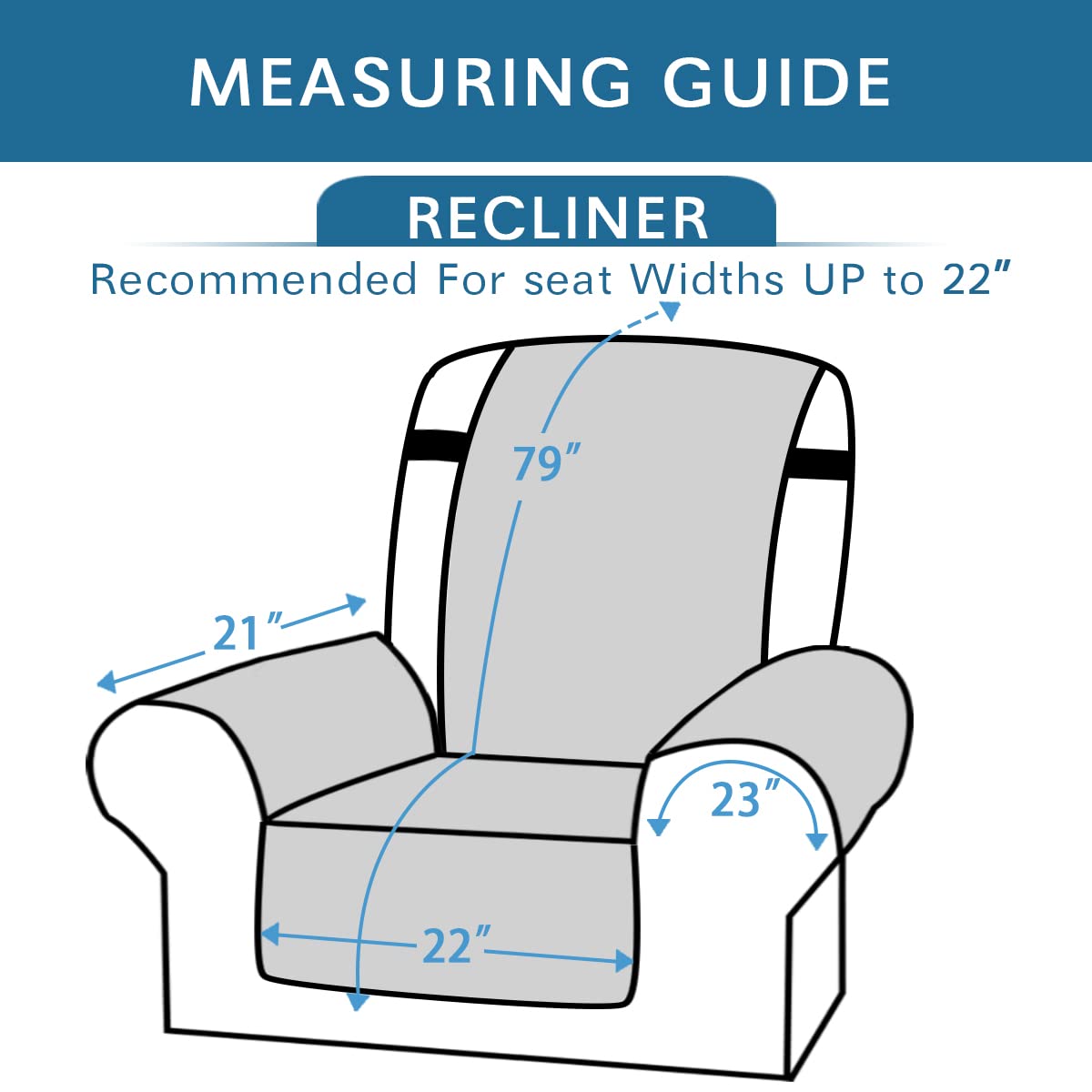 PrimeBeau Waterproof Recliner Cover Non-Slip Fabric Protector for Standard and Large Recliners