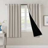 PrimeBeau 100% Blackout Curtains with Black Liner Back Tab/Rod Pocket,2 Panels (42 Series)