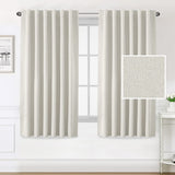 PrimeBeau 100% Blackout Faux Linen Look Curtains, Set of 2 Panels