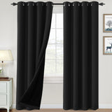 PrimeBeau 100% Blackout Grommet Curtain Draper Set of 2 Panels 52 Series