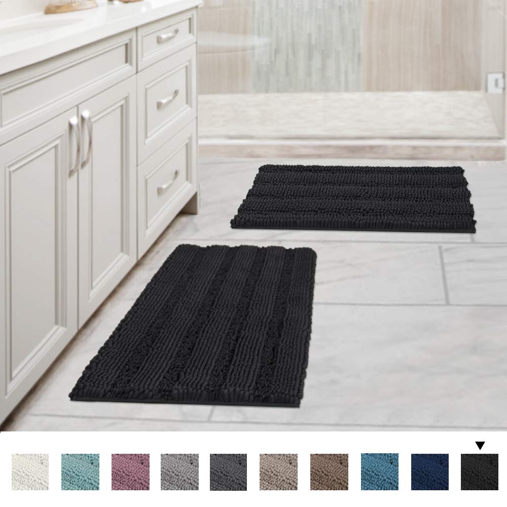 PrimeBeau Strip Chenille Bathroom Rugs Set