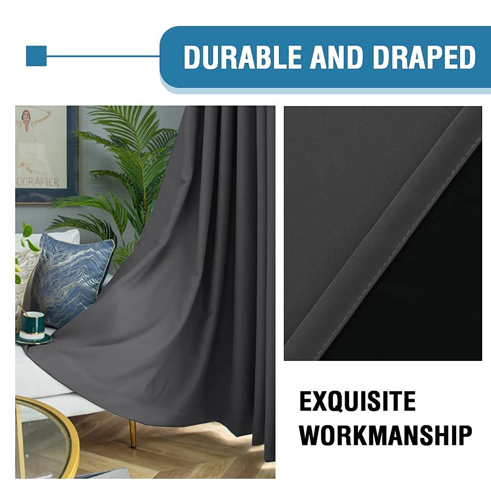 PrimeBeau 100% Blackout Grommet Curtain Draper Set of 2 Panels 52 Series