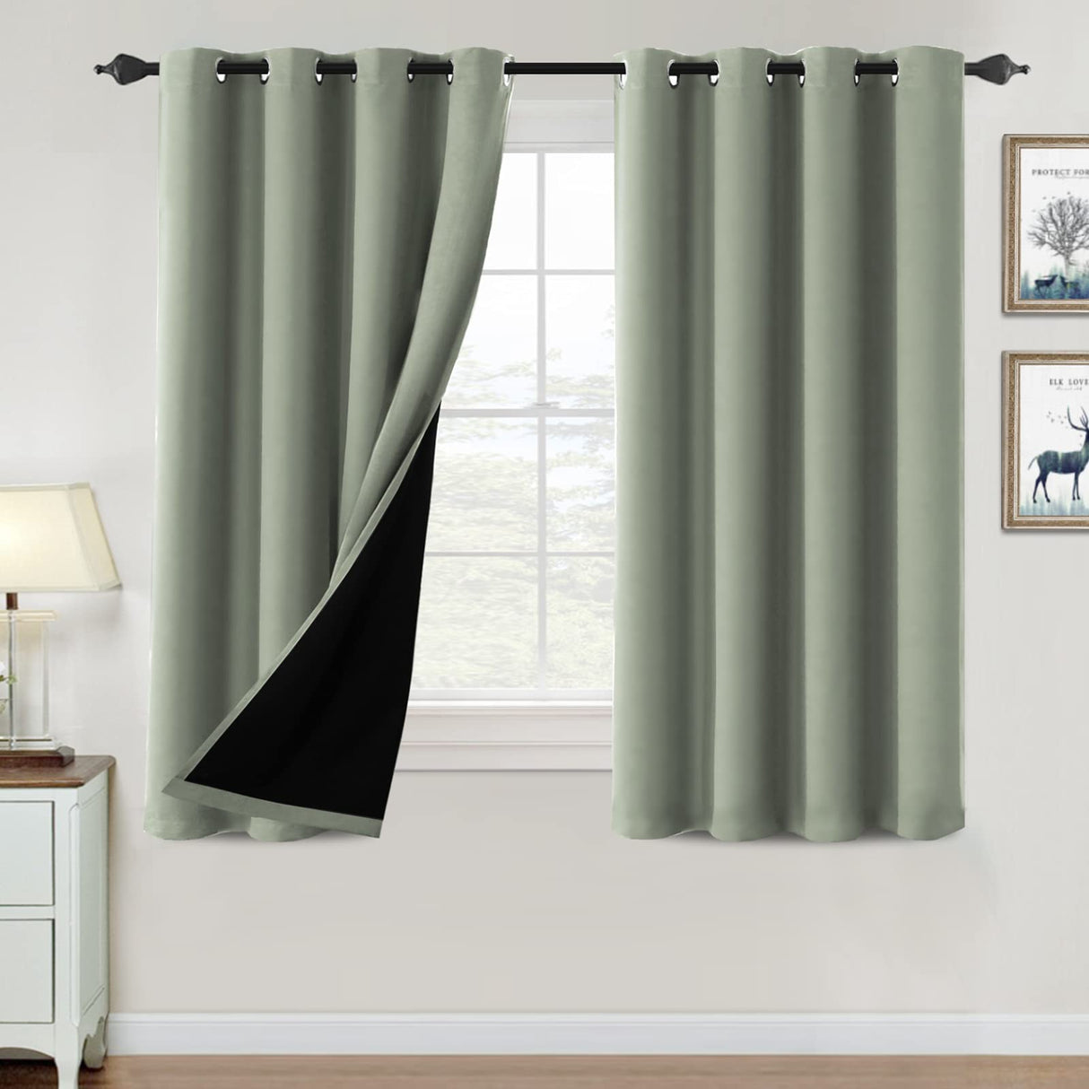 PrimeBeau 100% Blackout Grommet Curtain Draper Set of 2 Panels 52 Series