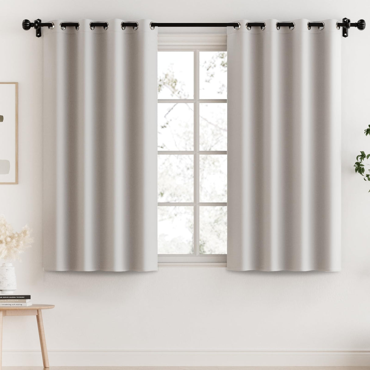 PrimeBeau 100% Blackout Grommet Curtain Draper Set of 2 Panels 52 Series