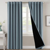 PrimeBeau 100% Blackout Curtains with Black Liner Back Tab/Rod Pocket,2 Panels (42 Series)