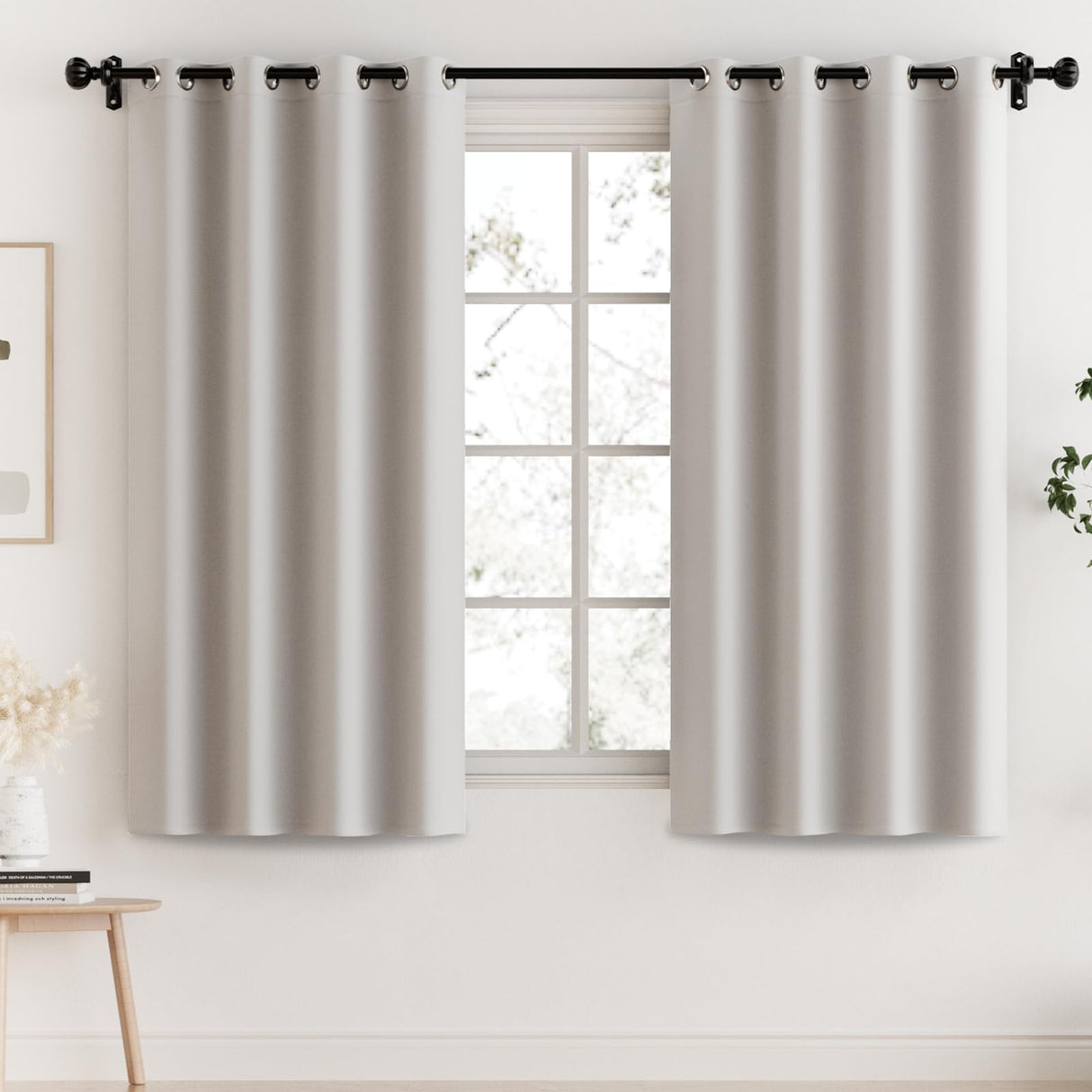 PrimeBeau 100% Blackout Grommet Curtain Draper Set of 2 Panels 52 Series