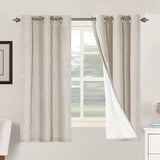 PrimeBeau 100% Blackout Linen Textured Curtains 42 series, Set of 2 Panels