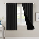 PrimeBeau 100% Blackout Curtains with Black Liner Back Tab/Rod Pocket,2 Panels (42 Series)