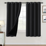 PrimeBeau 100% Blackout Grommet Curtain Draper Set of 2 Panels 52 Series