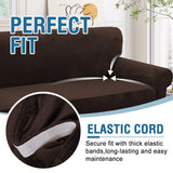 PrimeBeau Stretch Velvet Couch Cover 2 Pieces Set Include 1 Piece Sofa Cover Couch Cover and 1 Piece Loveseat Cover Slipcover Crafted from Thick Comfy Rich Velour (Sofa + Loveseat)