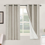 PrimeBeau 100% Blackout Linen Textured Curtains 42 series, Set of 2 Panels