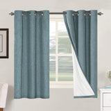 PrimeBeau 100% Blackout Linen Textured Curtains 42 series, Set of 2 Panels