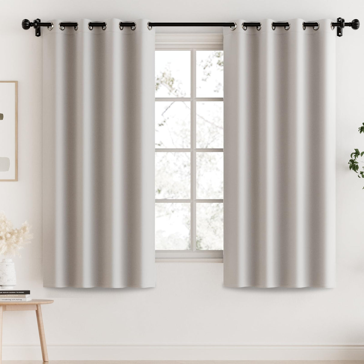 PrimeBeau 100% Blackout Grommet Curtain Draper Set of 2 Panels 52 Series